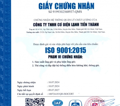 TITHACO đạt chứng nhận ISO 9001-2015 không ngừng cải tiến chất lượng sản phẩm